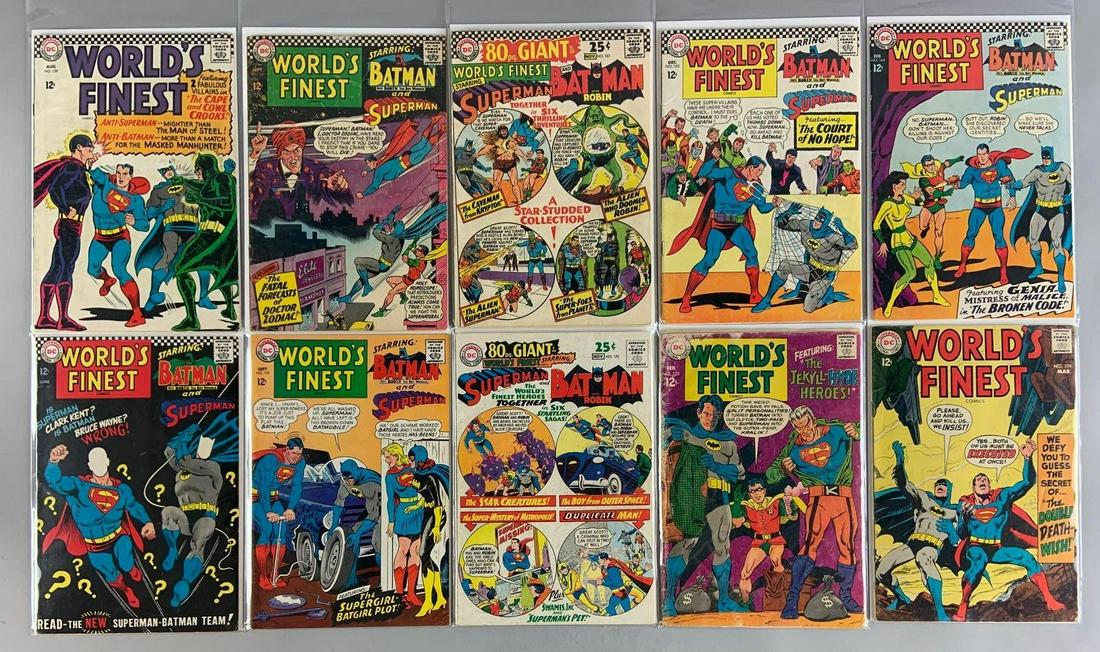Group of 10 DC Comics World's Finest Comic Books: Includes No. 159-161, 163, 164, 167, 169, 170, 173, and 174. Featuring Superman and Batman, Versus Anti-Superman (Perry White); Versus Anti-Batman (Commissioner Gordon); Reprint from Worldðs Finest #