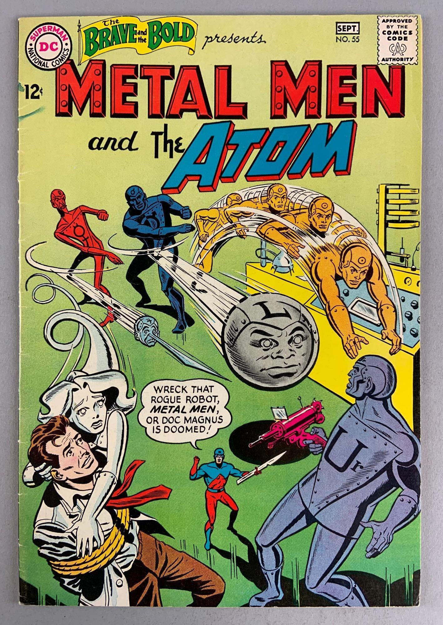 DC Comics The Brave and The Bold No. 55 Comic Book: Featuring The Metal Men, Sept 1964, Silver Age, $.12, Bagged and Boarded