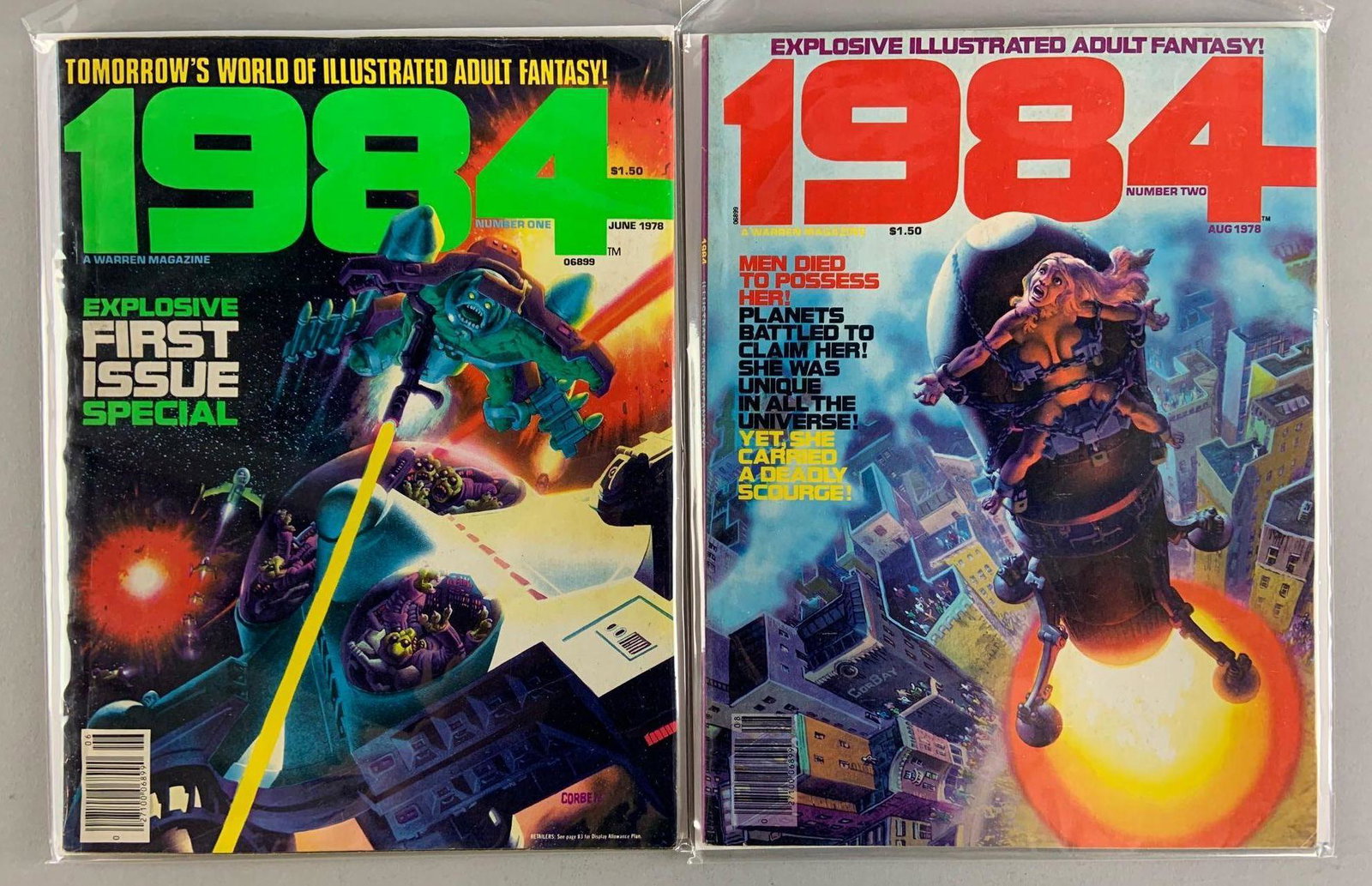 Group of 2 1984 Warren Magazines: Includes No. 1 and 2. Bagged and Boarded