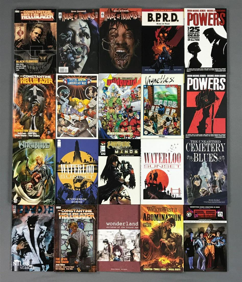 Group of 20 Assorted Trade Comics: Includes John Constantine Hellblazer, Waterloo Sunset, Powers, and more