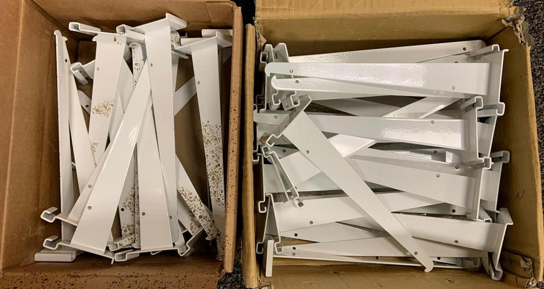 Group of 12 inch grid wall shelf hooks: Approximately 30 plus