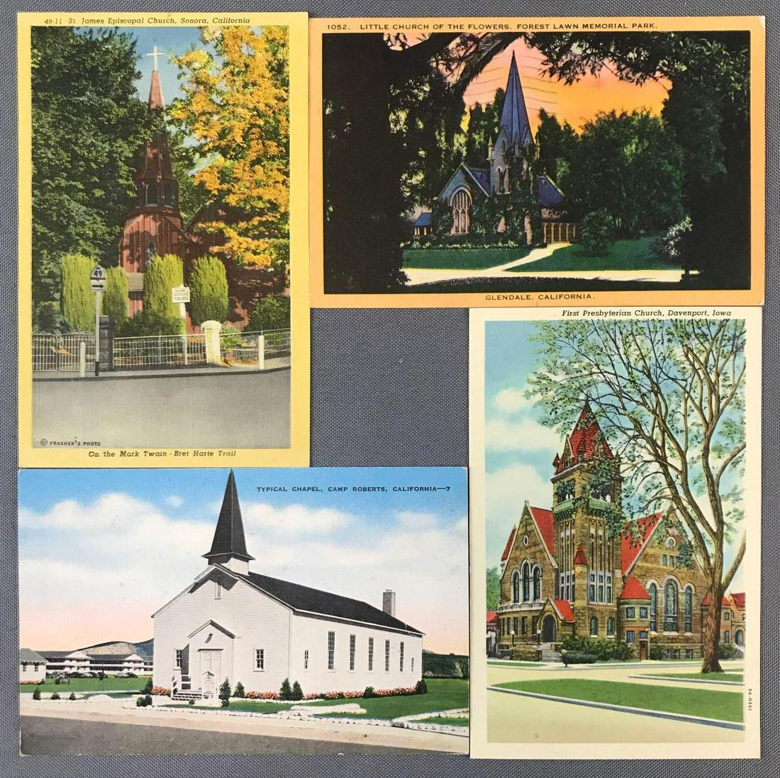 Postcards-Box Lot-Churches, Assorted US views (1 of 4)