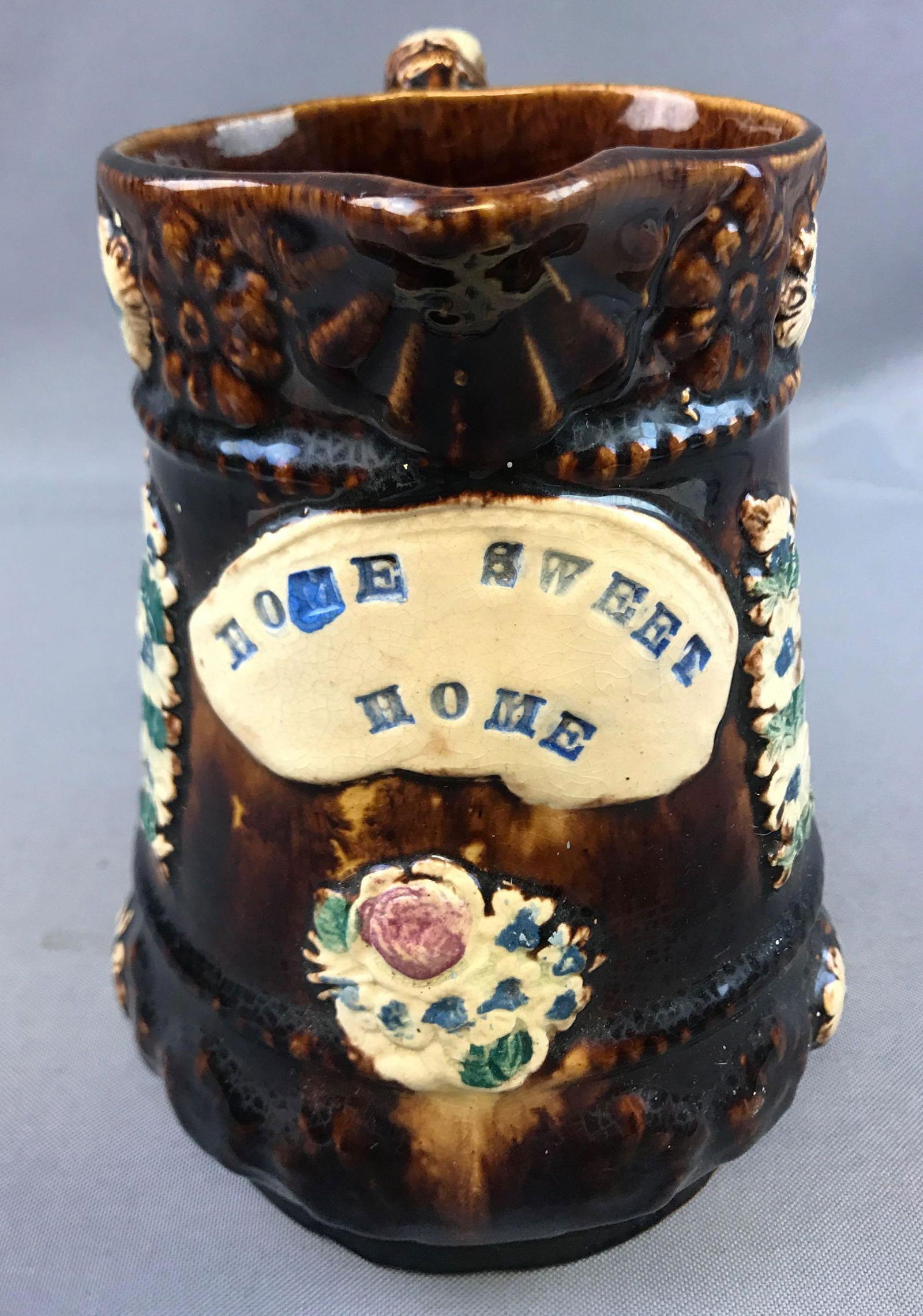 Antique (1900s) Barge Ware Pottery Pitcher - "Home (1 of 7)