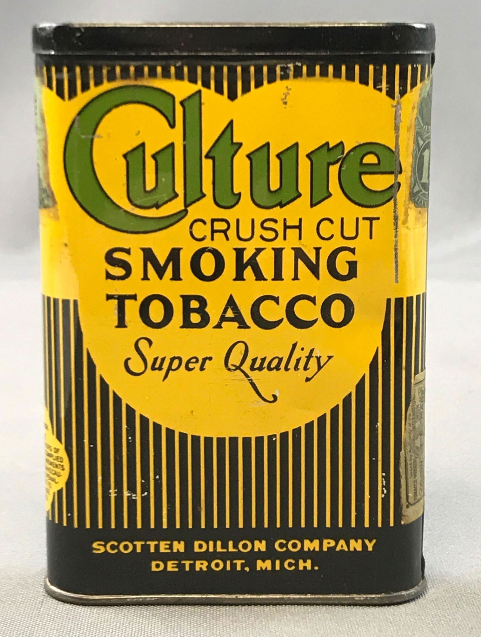 Vintage "Crush Cut" Vertical Tobacco Tin (1 of 4)