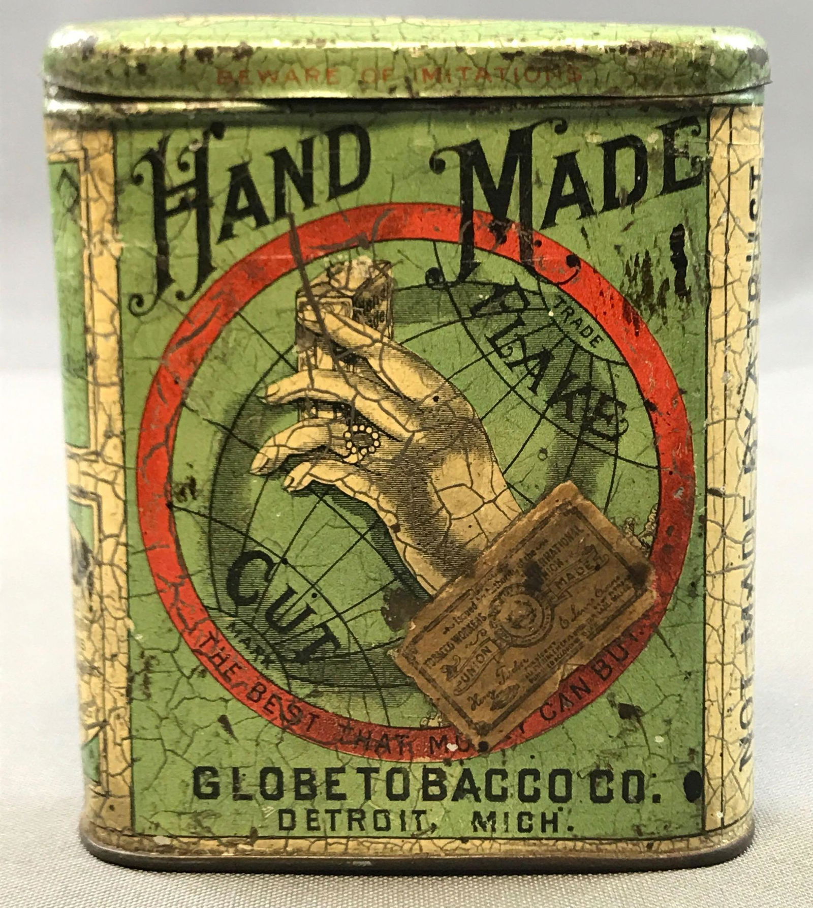 Antique Tin Lithograph - "Hand Made Flake Cut" Vertical (1 of 6)