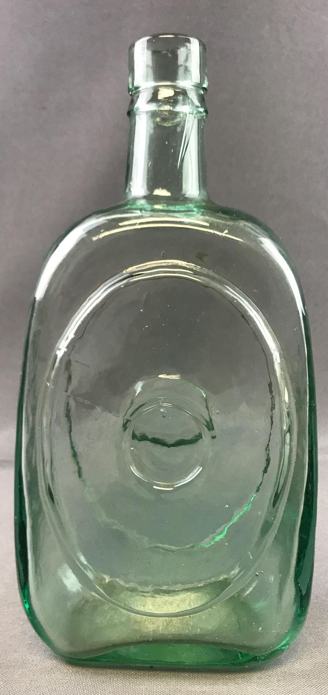Antique (c.1840) Green Glass Flask (1 of 6)