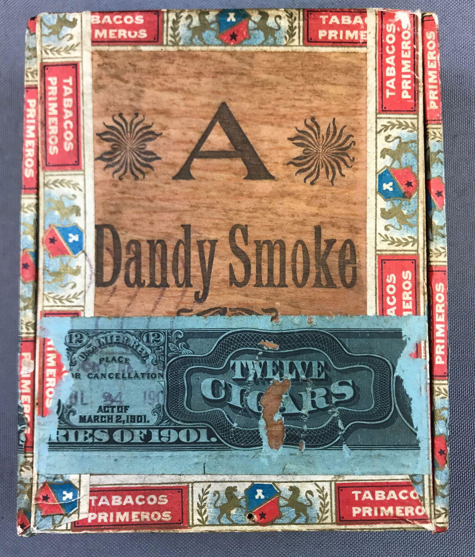 Antique (c. 1901) Wooden Cigar Box : Dandy Smoke (1 of 4)