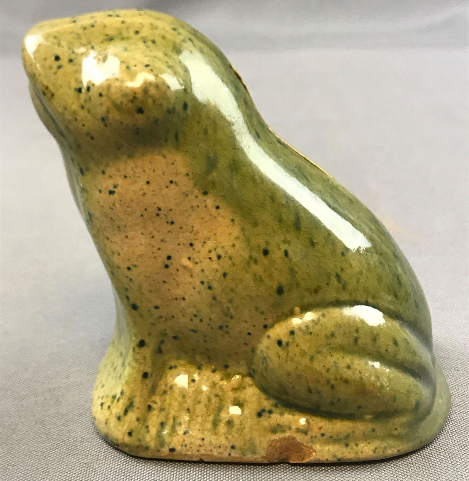 Vintage (c. 1939) Yellow Ware Frog Bank (1 of 5)