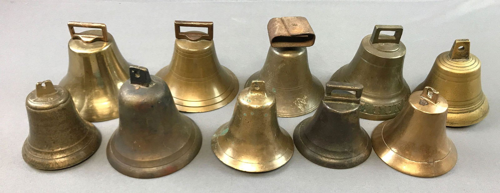 Group of 10 : Antique Brass Bells (1 of 6)