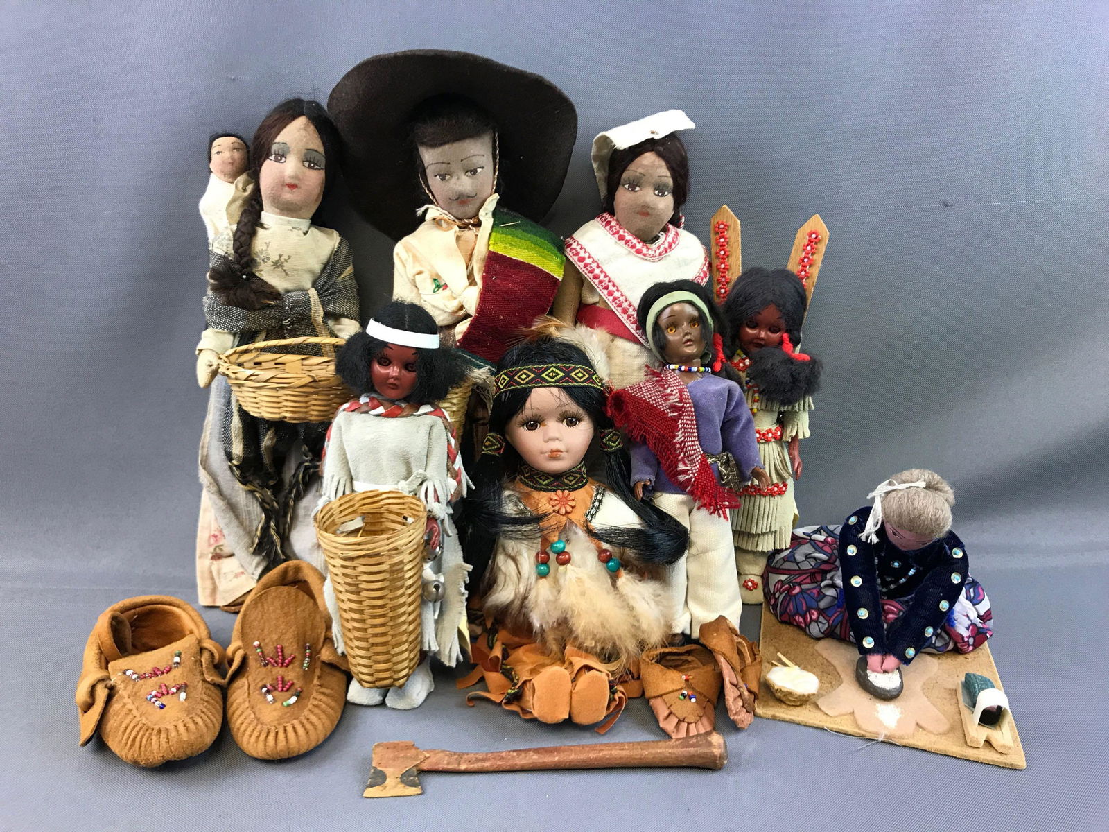 Group of Indigenous Costume Dolls + Beaded Leather (1 of 5)