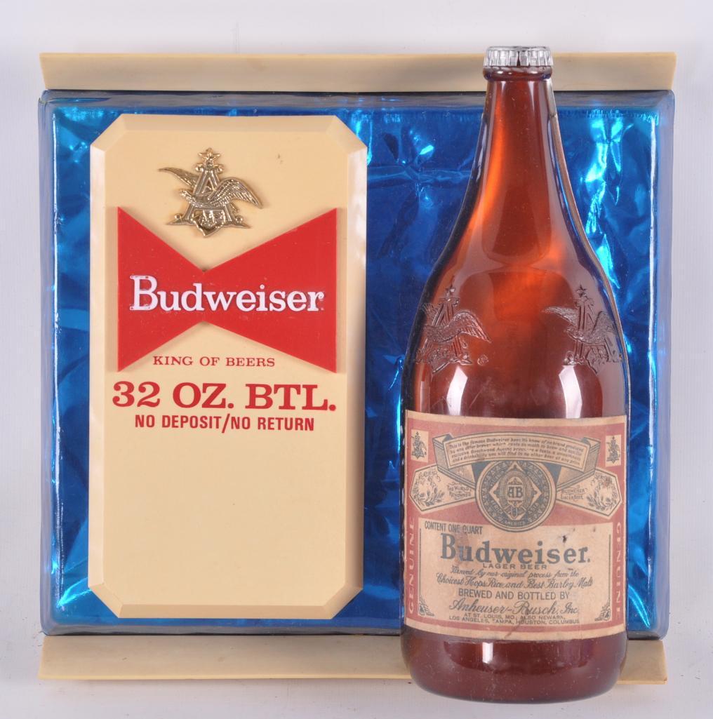 Vintage Budweiser 32 oz Bottle Advertising Beer Sign (1 of 2)