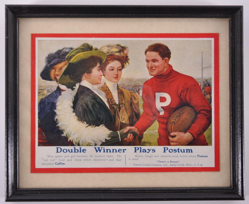 Vintage Postum (Post) Cereal Framed Football (1 of 1)