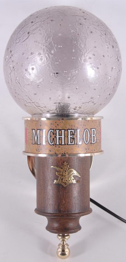 Vintage Michelob Light-up Advertising Beer Sconce: 6 1/2 x 13 x 6 inches; working condition