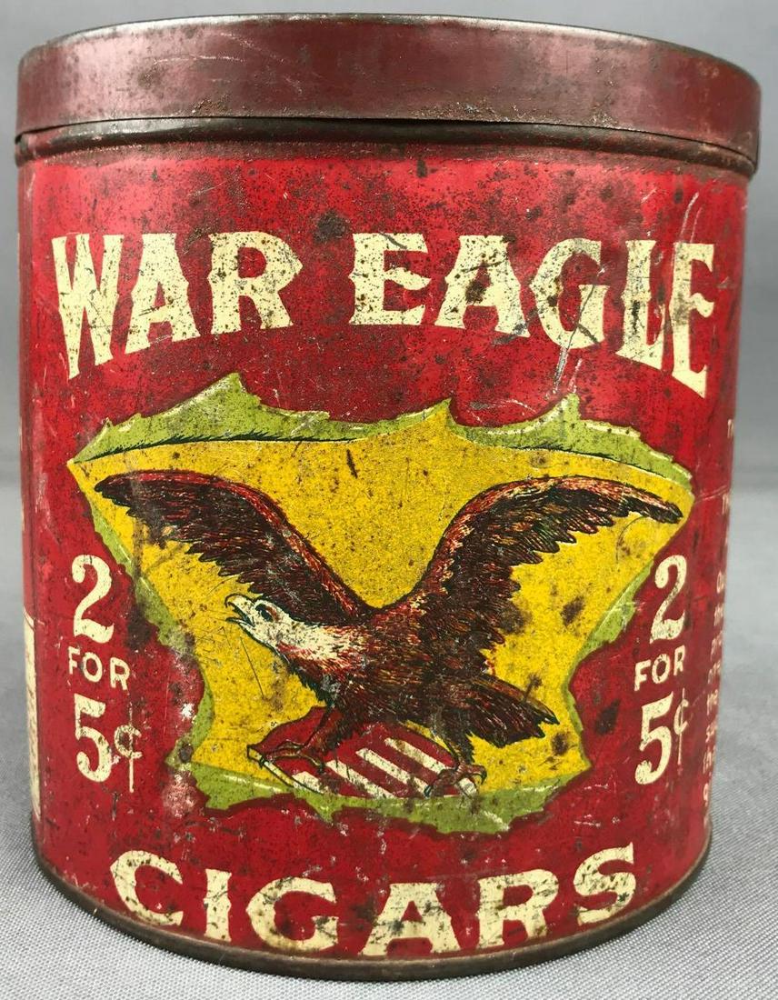 Antique Patriotic "War Eagle Cigars" Tin - Red (1 of 7)