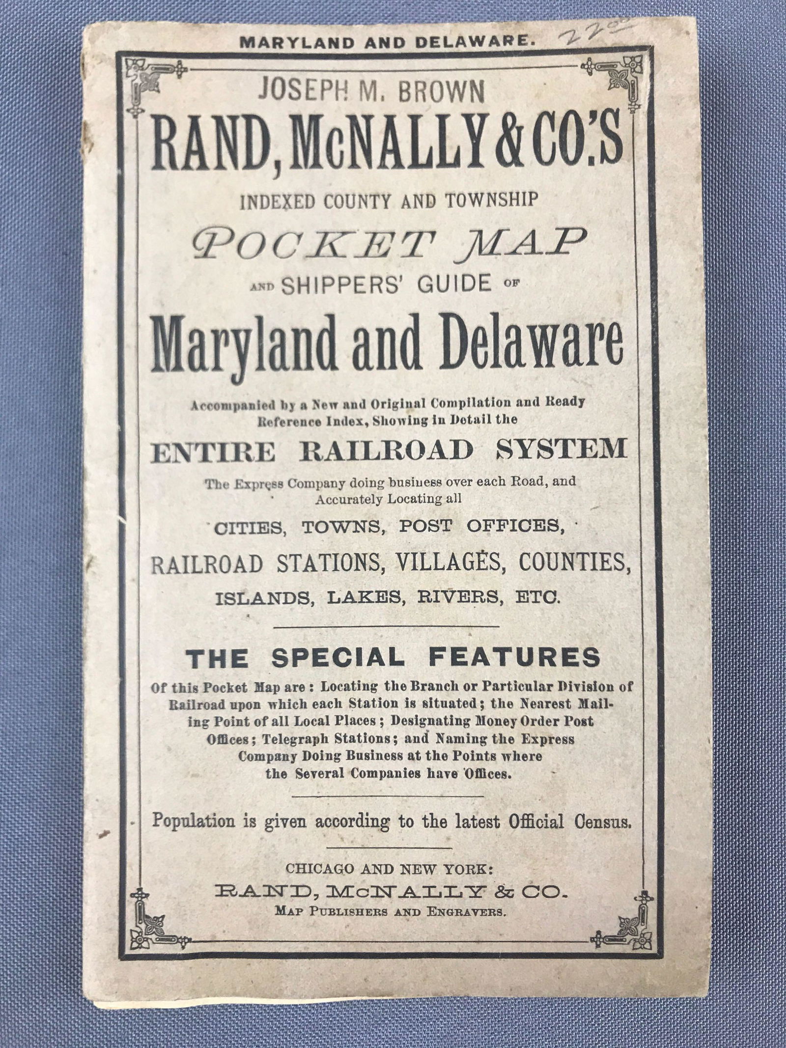 Antique (1895) Rand McNally Pocket Map of Maryland and (1 of 3)