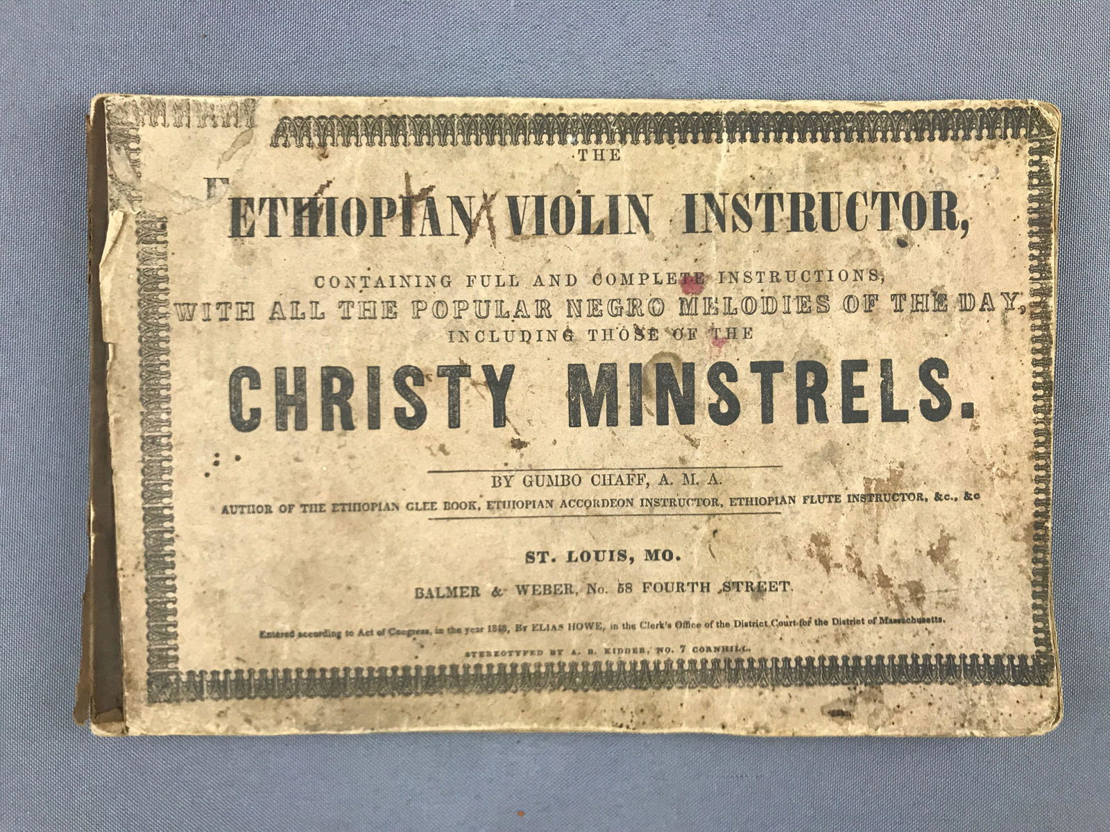 Antique (1849) "Ethiopian Violin Instructor Book" (1 of 2)