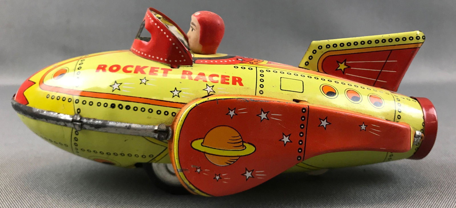 Vintage (1950s) Tin "Rocket Racer" Toy Friction Vehicle: 7 1/2 inches long