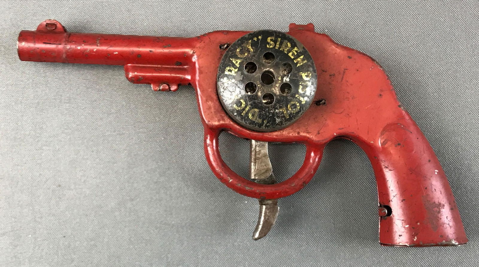Vintage Dick Tracy Steel Siren Pistol: 11 1/2 inches long