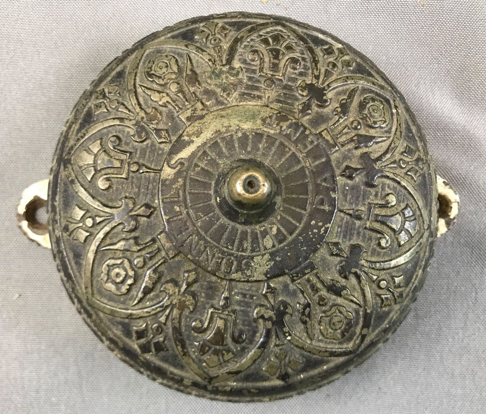 Antique (1874) "Connell's" Rotary Doorbell: 4 3/4 inch diameter; patent date April 28, 1874