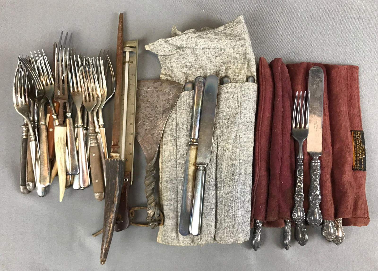 Lot of Vintage Flatware + more: 1835 R Wallace set of forks and knives