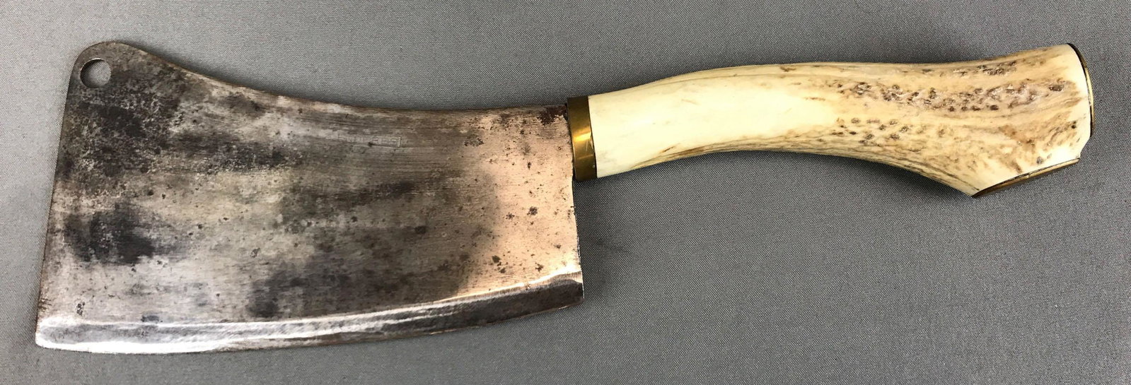 Antique "Enderes" Meat Cleaver w/ Antler Handle: 19 1/2 inches long
