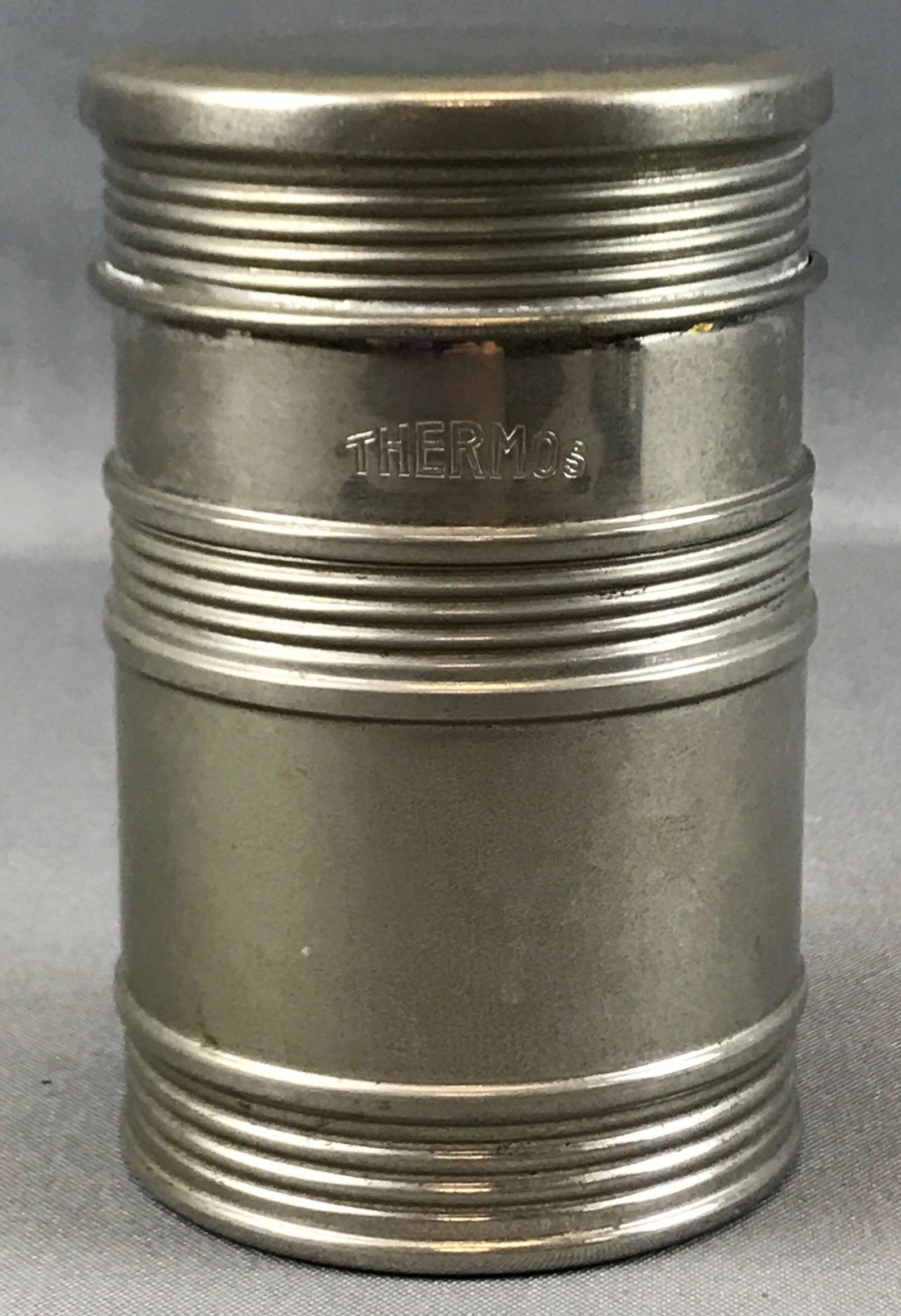 Vintage "American" Thermos Bottle: 5 inches tall; bottom reads "American Thermos Bottle Co, trade mark 600. Pat no 5, March 15-10, Sept 24-07"
