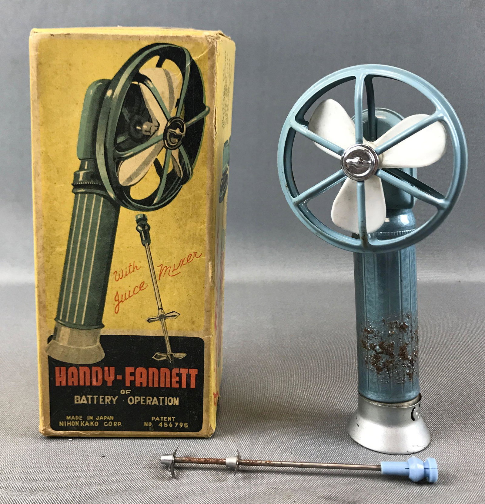Vintage Battery Operated "Handy-Fannet" w/ Original Box: Box measures 3 1/4 x 7 1/2; untested - has some rust on handle