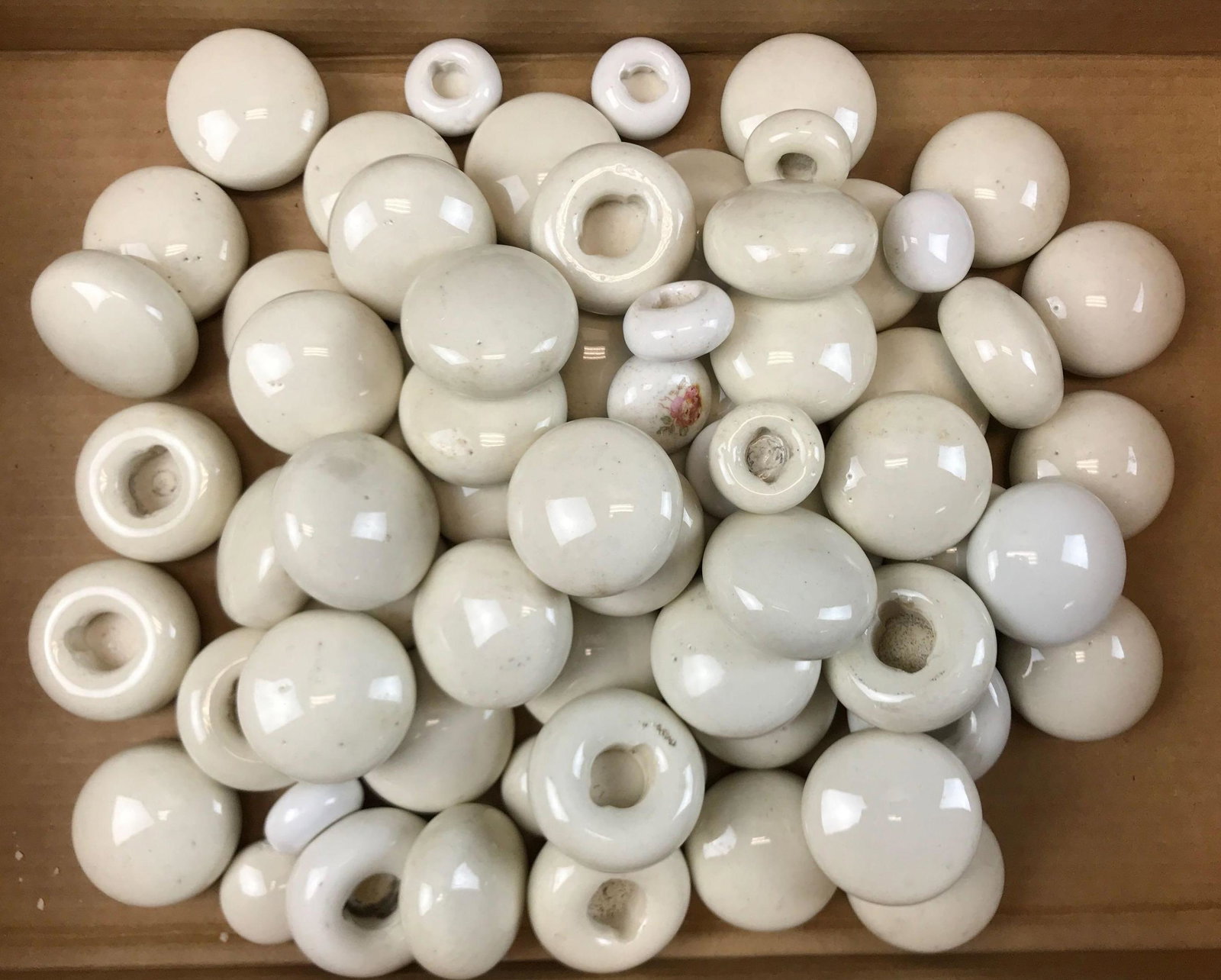 Group of Antique Porcelain Door Knobs: Larger knobs have a 2 inch diameter - no hardware