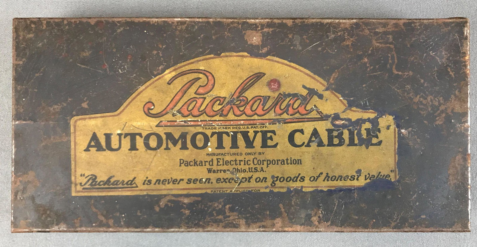 Vintage "Packard" Terminal Assortment Tin Box: 11 1/2 x 5 1/2 inches; some rust and wear