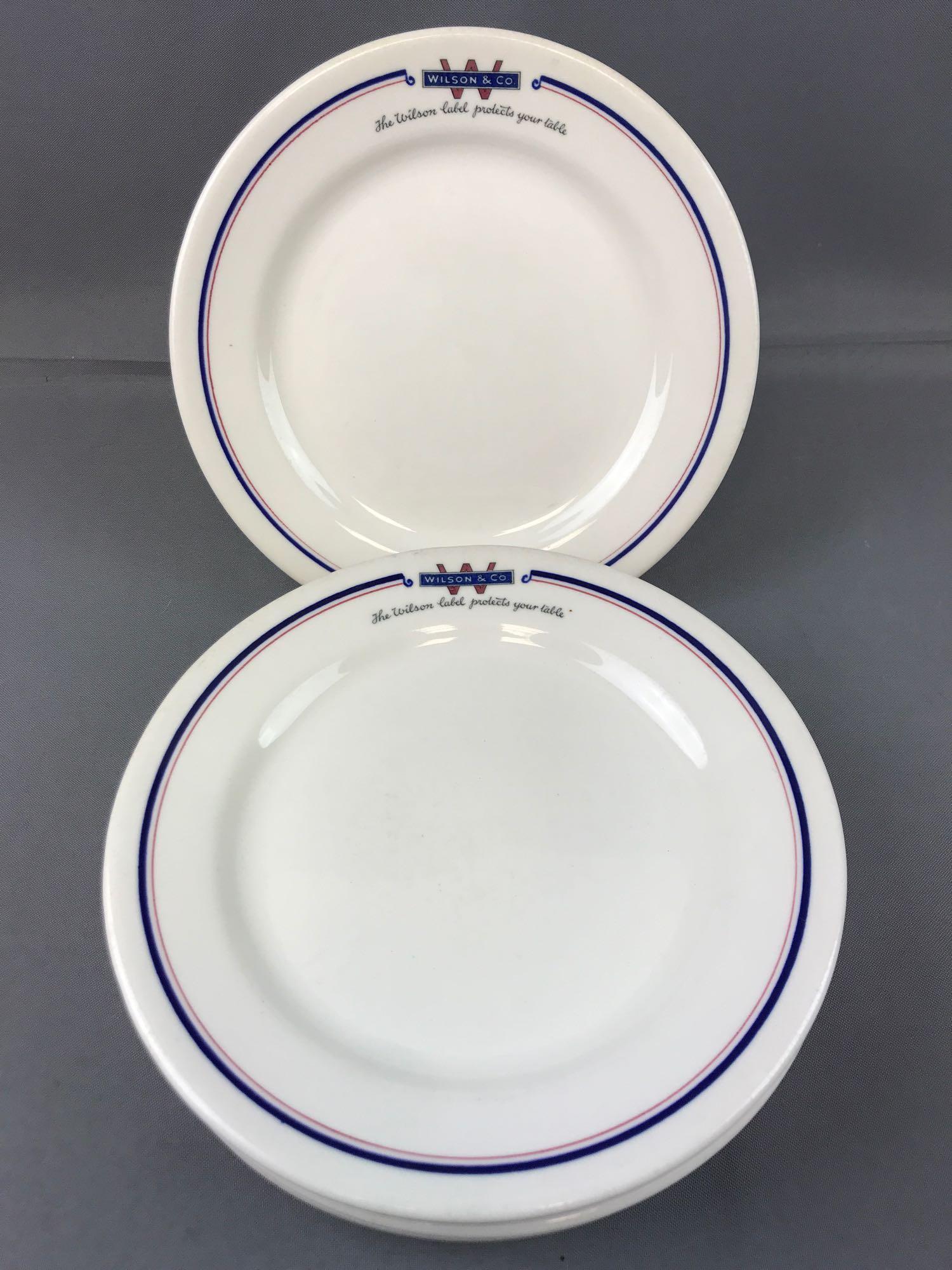 Group of 6 : Dinner Plates - Wilson & Co. Restaurant: 9 1/4 inches Albert Pick Co. Inc. Chicago - some imperfections, scratches, wear