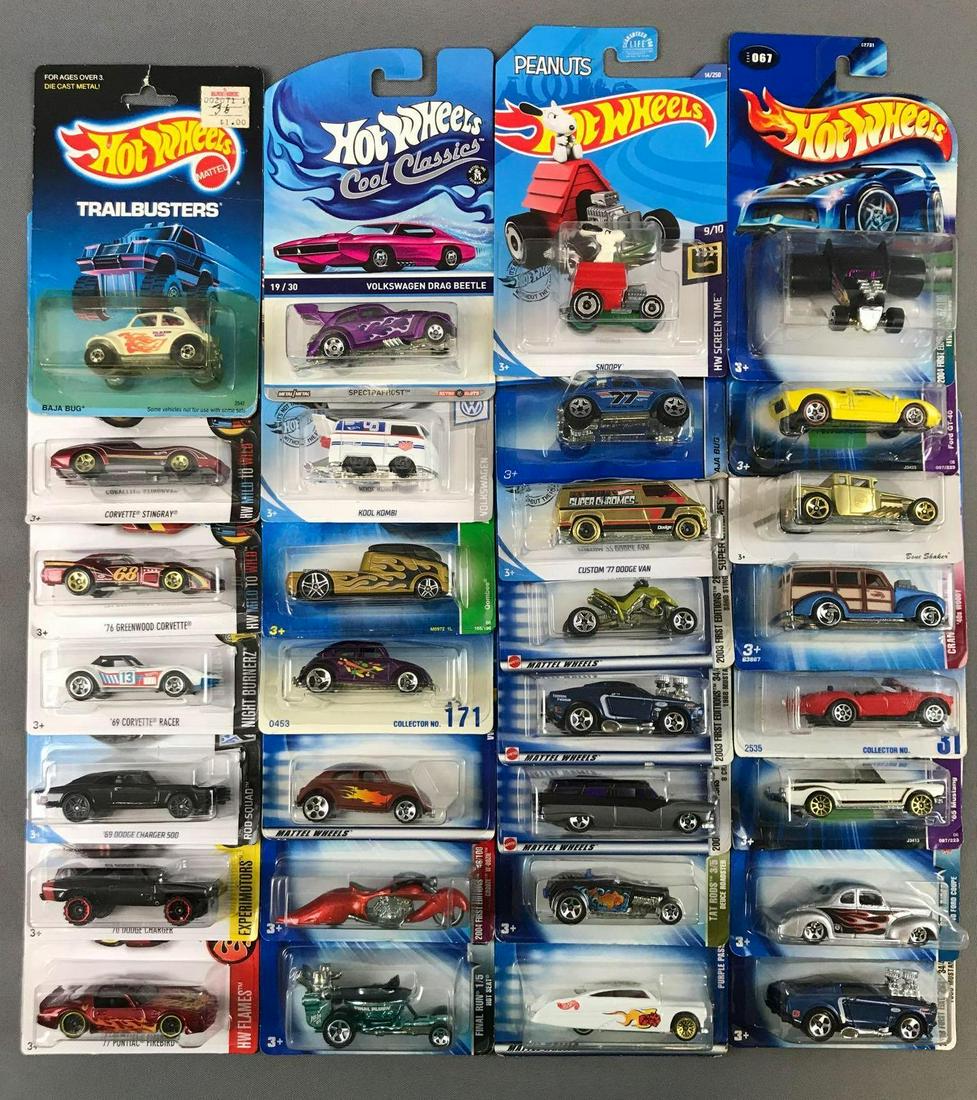 Group of 30 Hot Wheels Die-Cast Vehicles: New in original packaging. Pride Rides, HW Flames, Experimotors, Rod Squad, and more