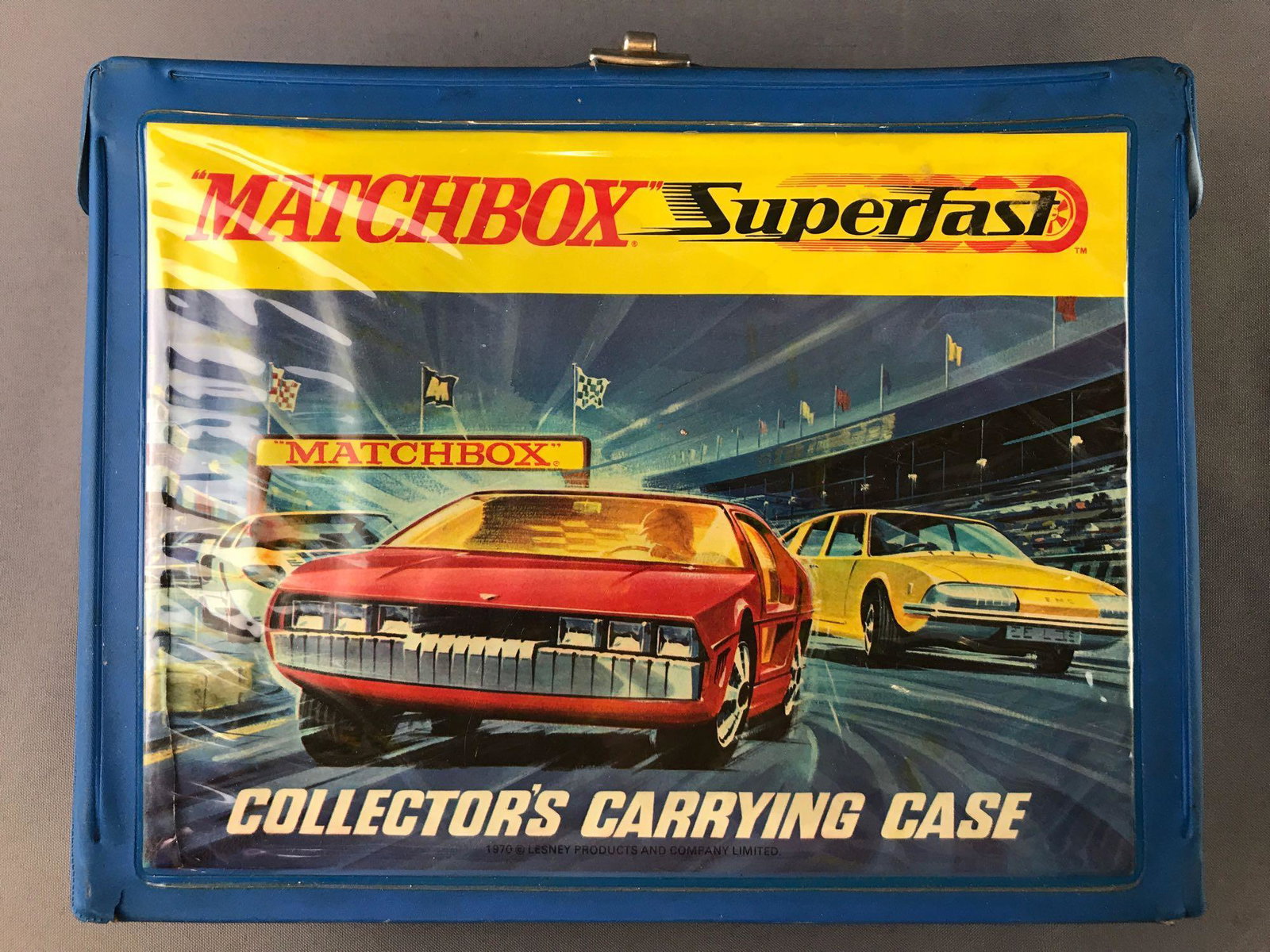 1970 Matchbox Superfast Collectors Carrying Case and: Case measures 12.75x10x3 inches. Damaged.