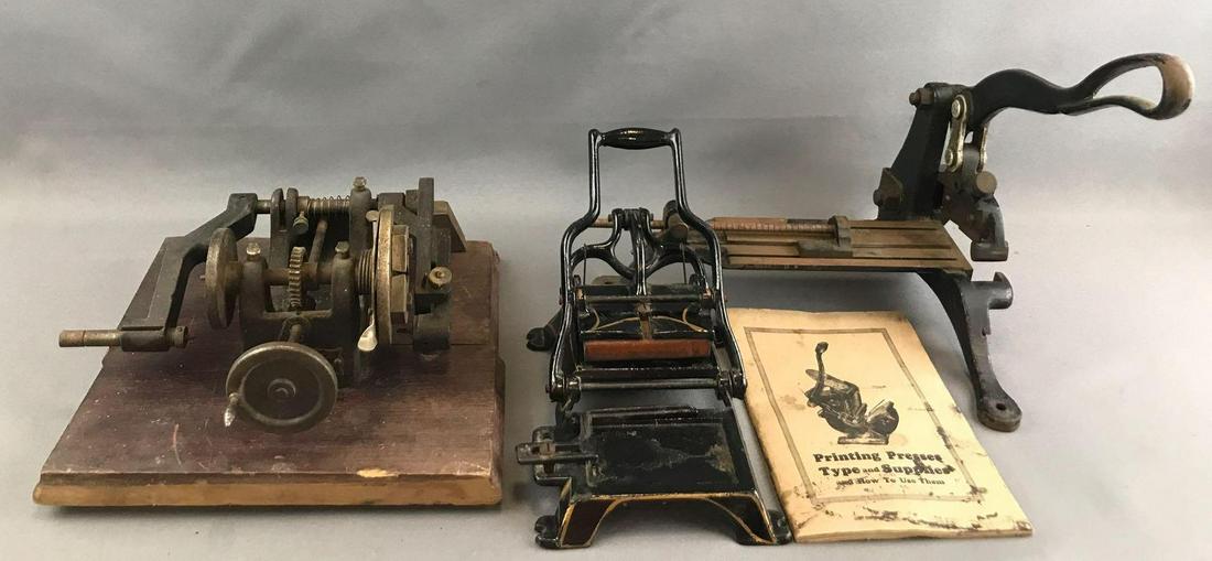Group of 3 : Vintage Trade Tools - Printer: Largest is 12.25 x 11.25 x 10.25 inches. May be missing parts