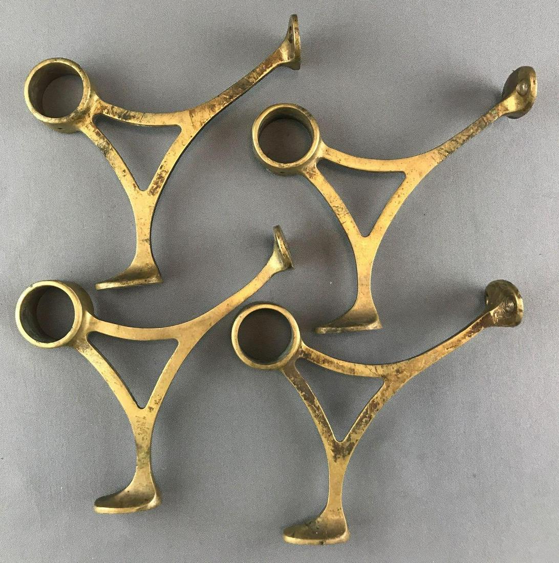 Group of 4 : Vintage Brass Brackets: Most likely used at the base of a bar. 7.5 x 7.5 x 1 inch