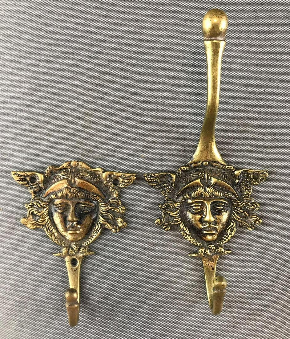 Group of 2 : Vintage Brass Figural Coat/Hat Hooks (1 of 5)