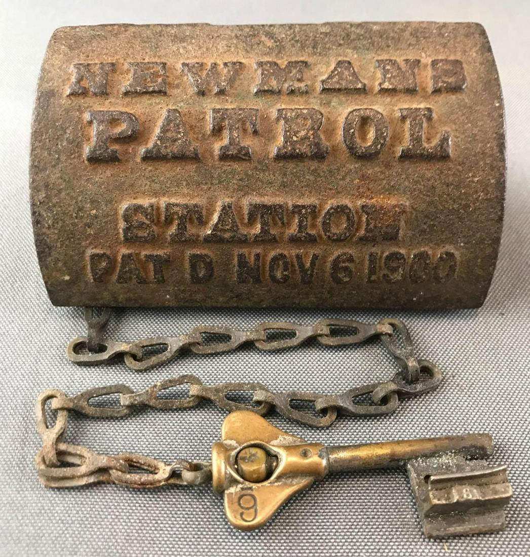 Antique Cast Iron "Detex" Newman Patrol Watchclock w/ (1 of 8)