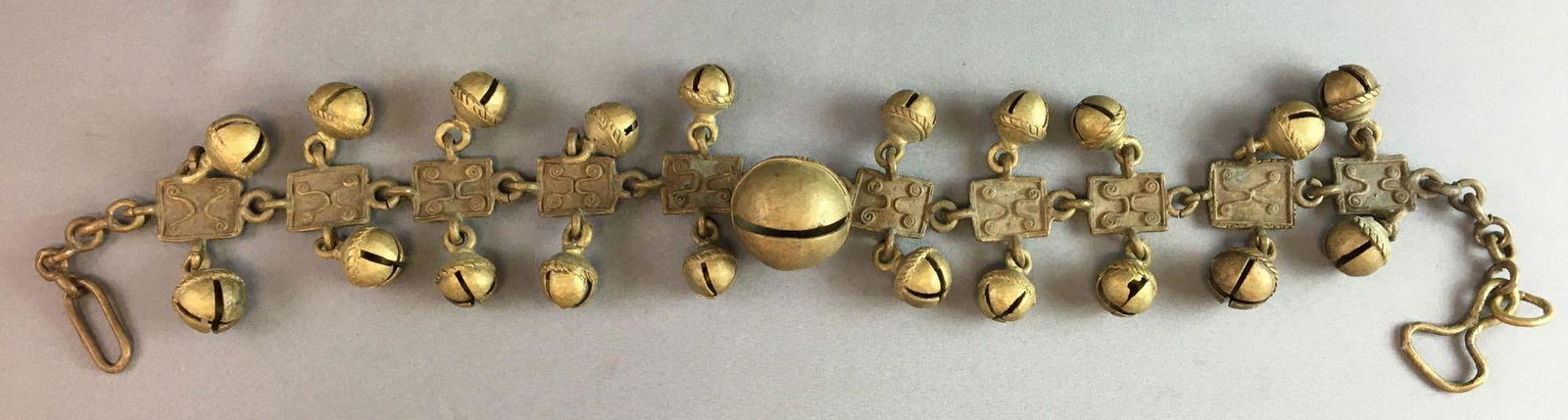 Antique Brass Sleigh Jingle Bells On Leather Strap (1 of 6)