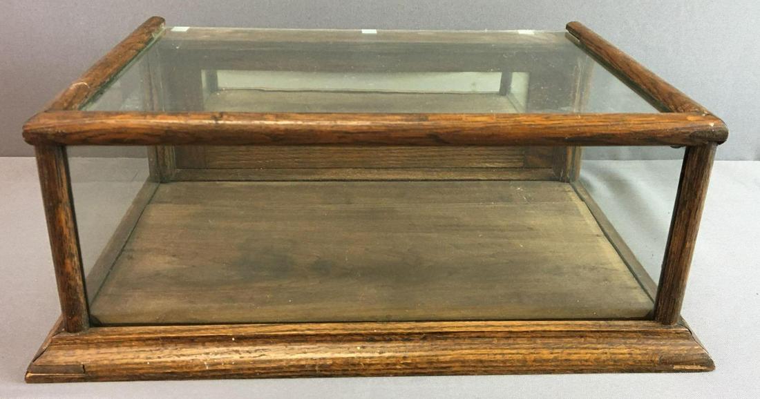 Antique Wood and Glass Mirrored Door Tabletop Showcase (1 of 5)