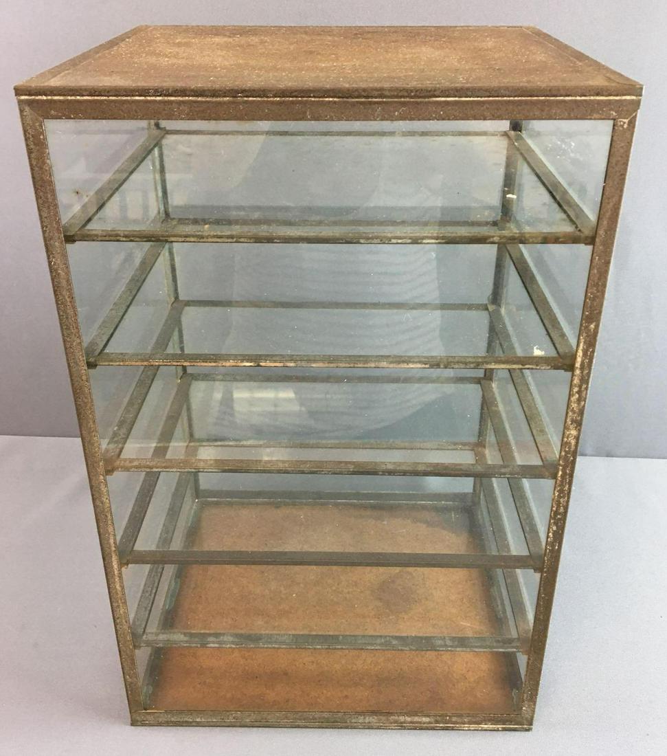 Antique Metal and Glass 5 Shelf Tabletop Showcase (1 of 4)