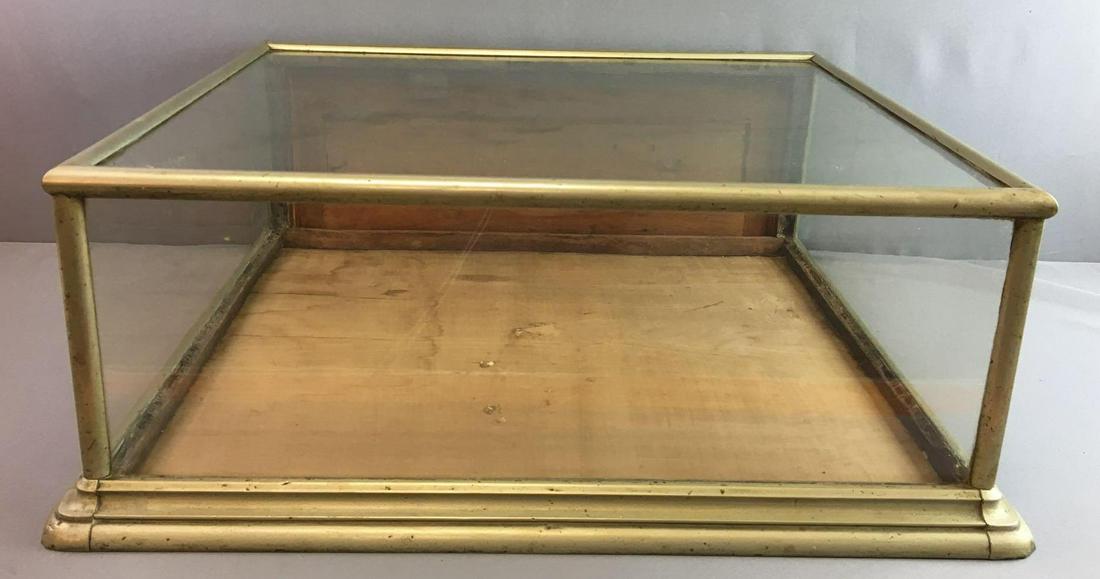 Antique Metal over Wood and Glass Tabletop Showcase (1 of 6)