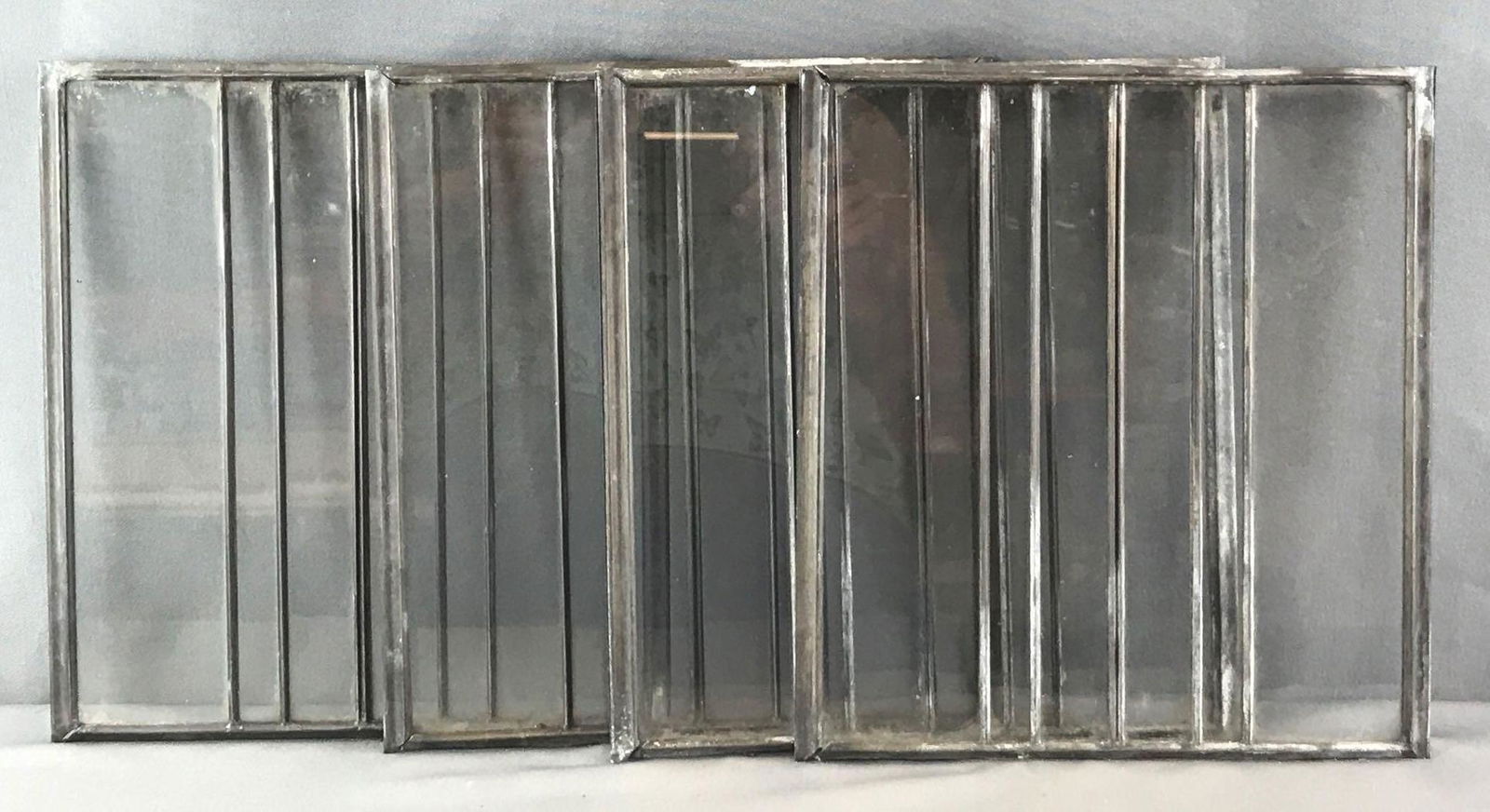 Group of 4 : Vintage Metal Framed Glass Window Panes (1 of 3)