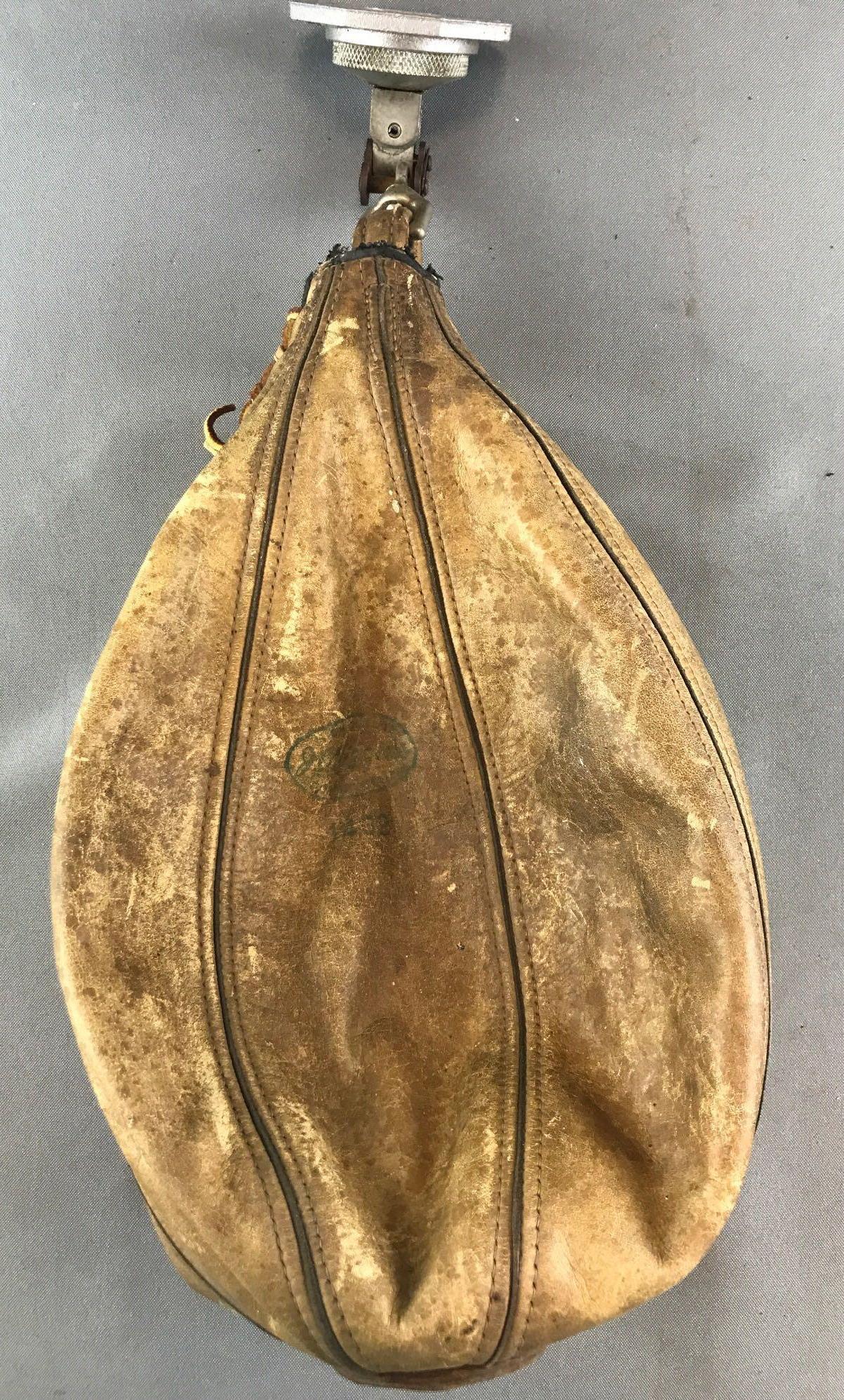 Vintage Leather "J C Higgins" Speed Bag w/ Mounting (1 of 4)