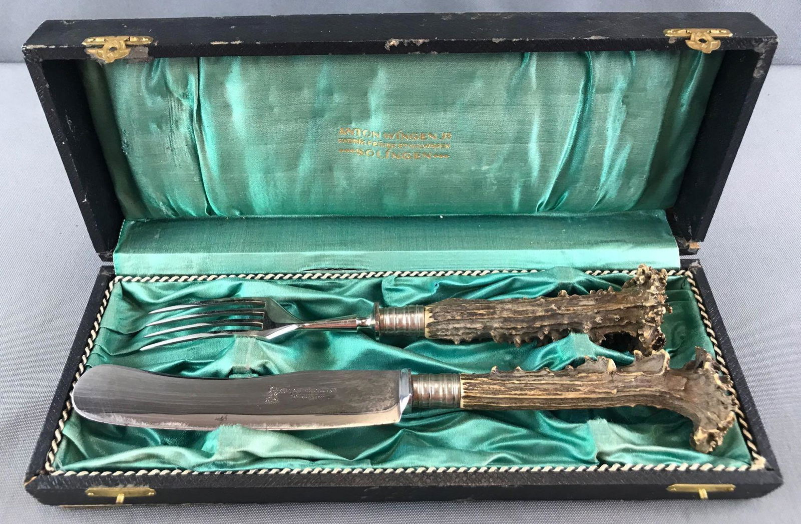 Vintage "Anton Wingen Jr" Stag Handle Carving Set in (1 of 6)