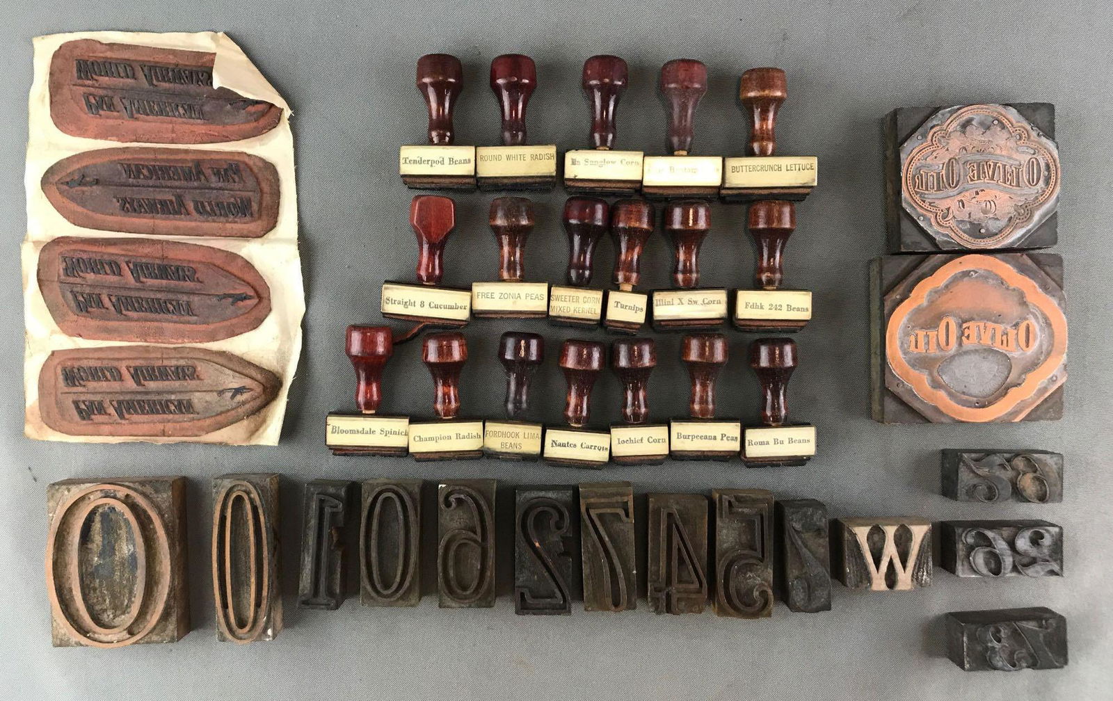 Group of 40+ : Vintage and Antique Rubber Hand Stamps - (1 of 8)