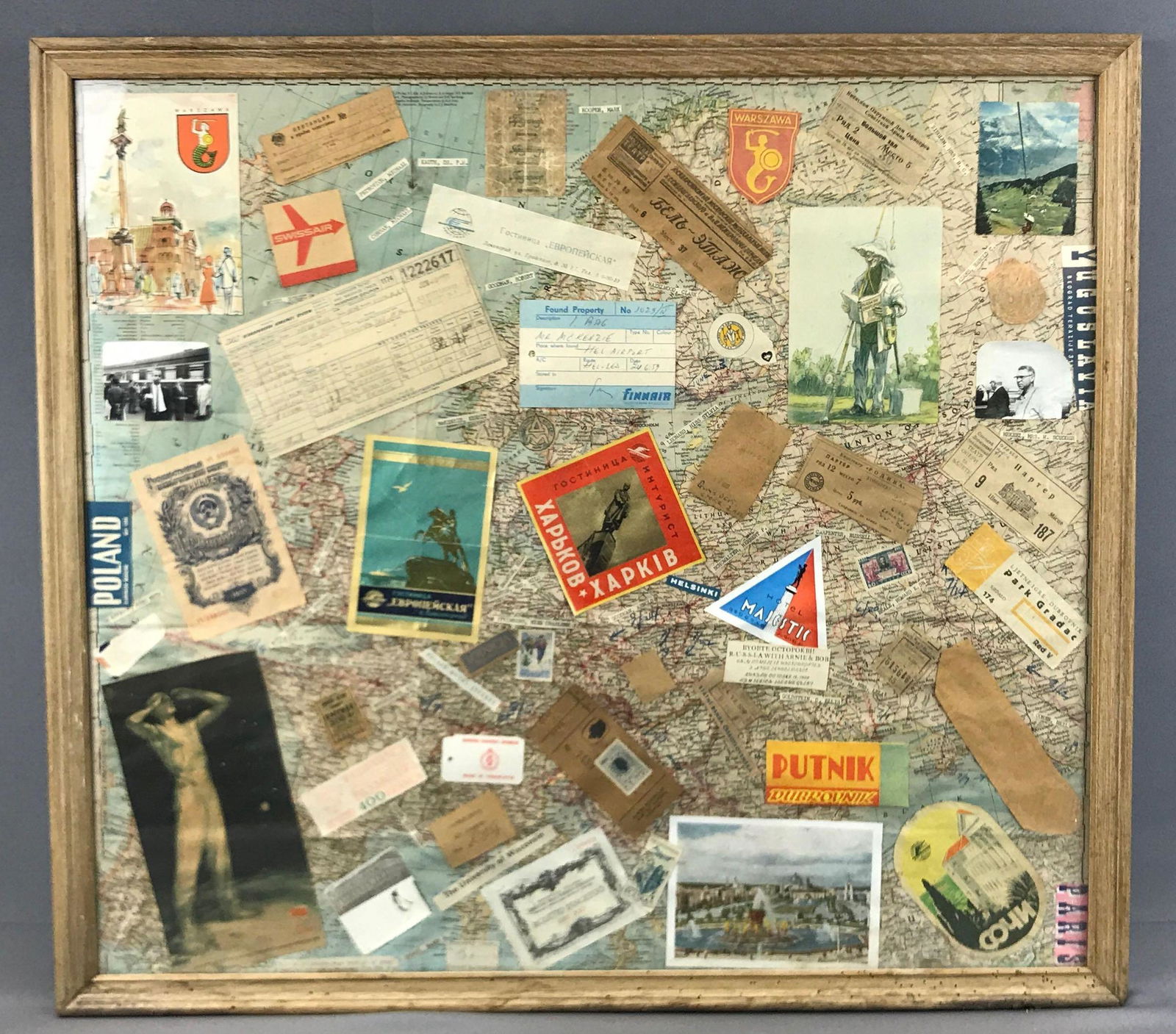 Vintage Framed Map Souvenir Collage - Includes Tickets, (1 of 5)
