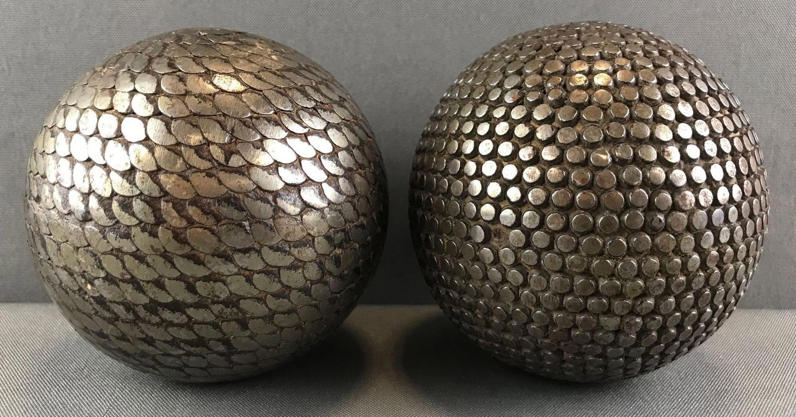 Group of 2 : Primitive Decorative Metal Balls (1 of 3)