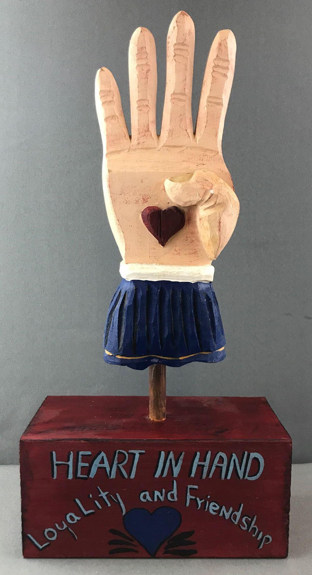 Rustic Wooden Odd Fellows Lodge Emblem : "Heart in: 7.25 x 3.5 x 14.75 inches