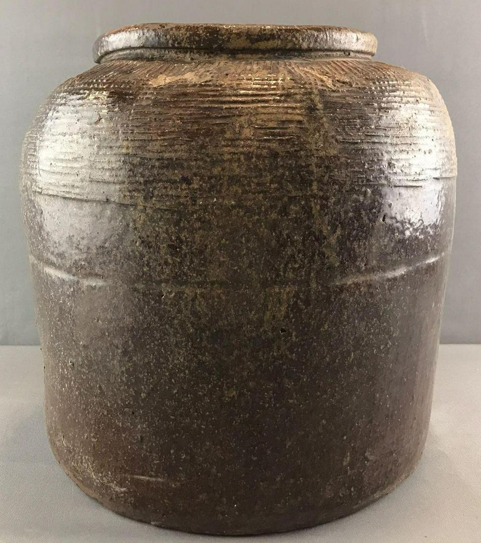 Large Antique Rustic Stoneware Jar (1 of 5)