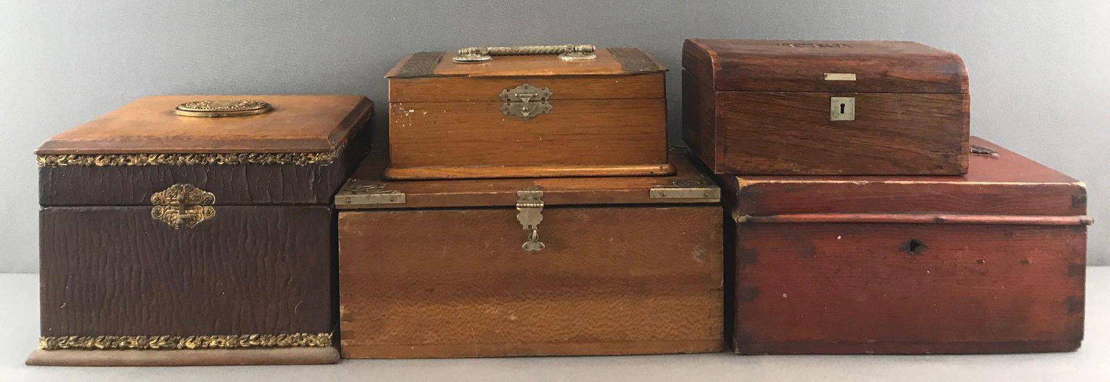 Group of 5 : Vintage/Antique Wooden Trinket Boxes + (1 of 20)