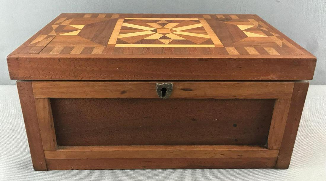 Vintage Handmade Wooden Box with Geometric Design Inlay (1 of 7)
